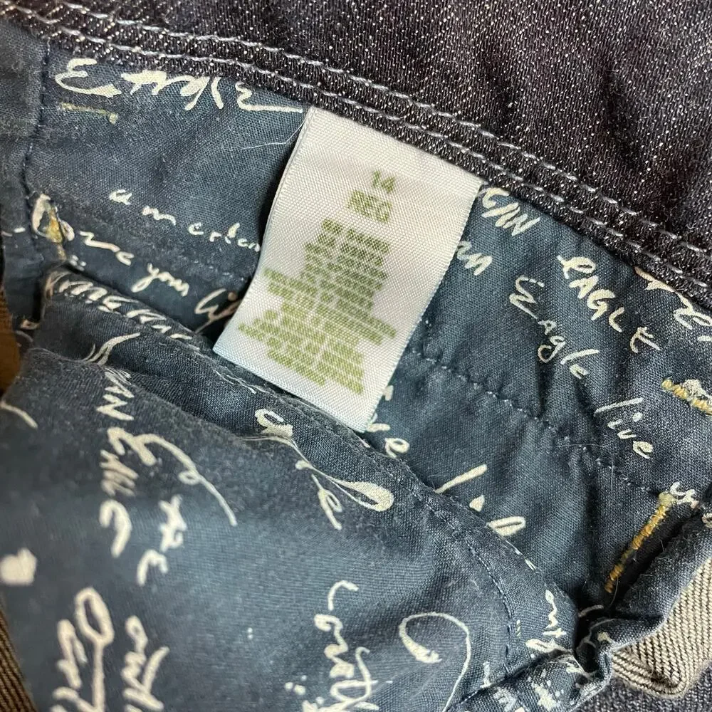 American Eagle Vintage Y2K Mid Rise Wide Leg Flare Trouser Jeans Dark Wash 14